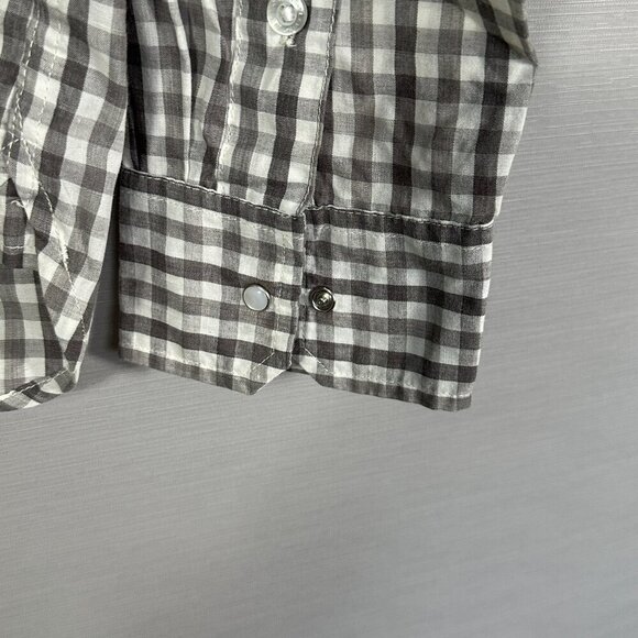 Levis Shirt Mens Medium Gray Gingham Check Long Sleeve Western Pearl Snap Pocket - Picture 5 of 8